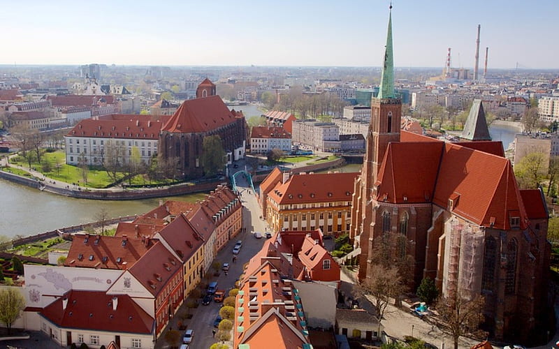 Wroclaw, Poland, cityscape, Wroclaw, houses, Poland, church, HD wallpaper