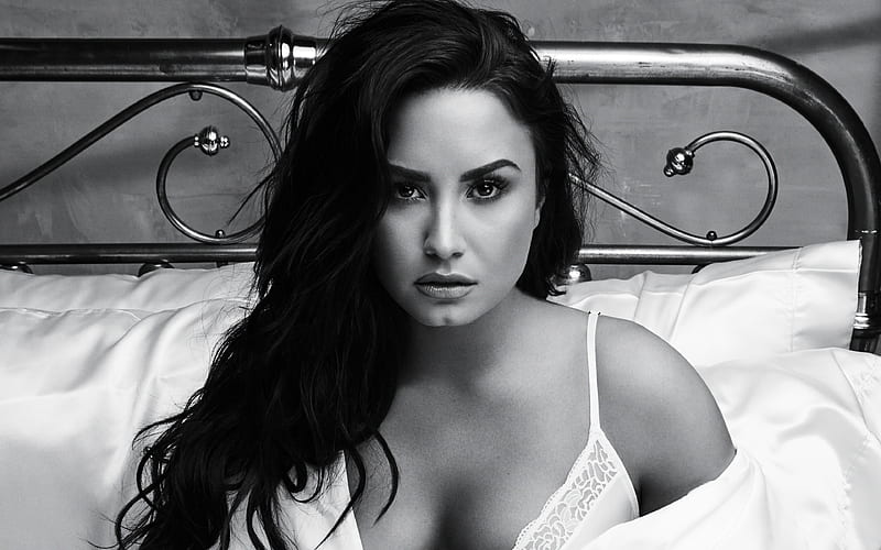 Demi Lovato american actress, beauty, Hollywood, monochrome, HD wallpaper