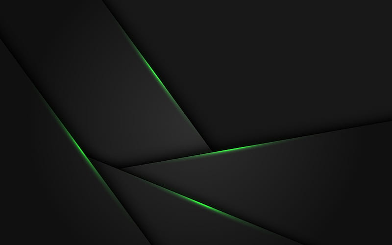 Black stylish background, green neon lines, green light effects, abstract  black background, HD wallpaper | Peakpx