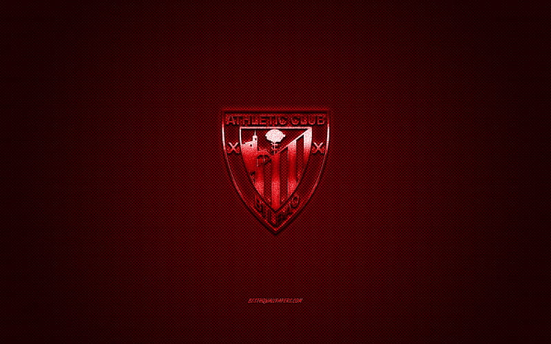 Athletic Bilbao, Spanish football club, La Liga, red logo, red carbon fiber background, football, Bilbao, Spain, Athletic Bilbao logo, HD wallpaper