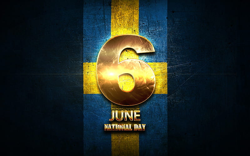 National Day, June 6, golden signs, Swedish national holidays, Sweden Public Holidays, Sweden, Europe, National Day of Sweden, HD wallpaper