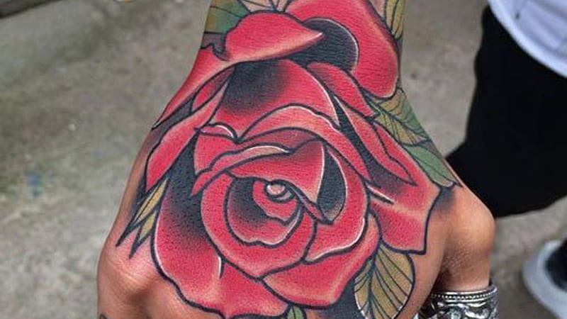 Red Flower Hand Tattoos For Men And Women Tattoos For Men, HD wallpaper