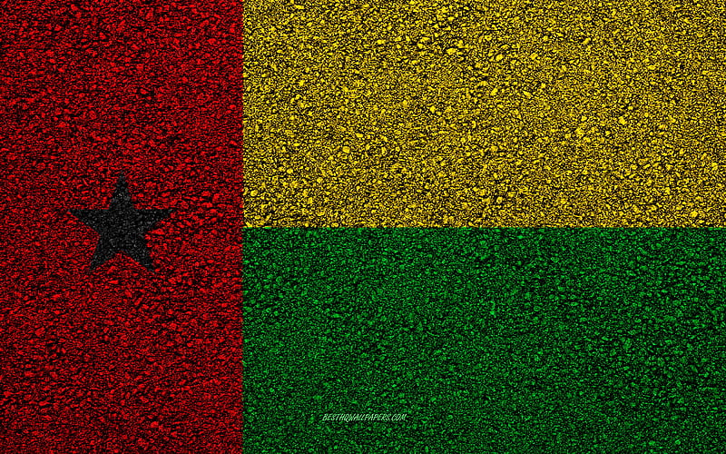 Flag of Guinea-Bissau, asphalt texture, flag on asphalt, Guinea-Bissau flag, Africa, Democratic Guinea-Bissau, flags of African countries, HD wallpaper