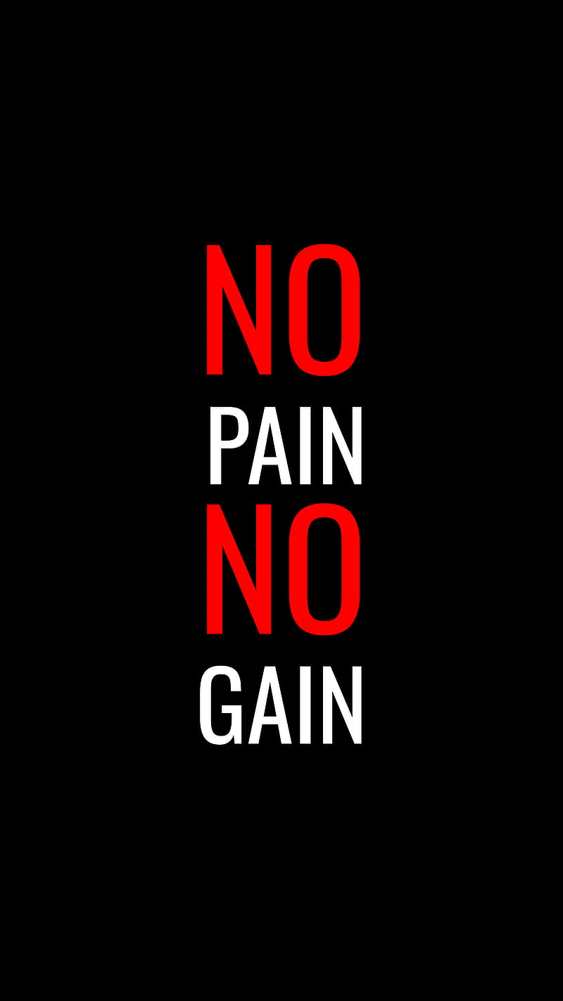 No Pain No Gain, black, motivational, red, simple, trend, white, HD phone  wallpaper | Peakpx