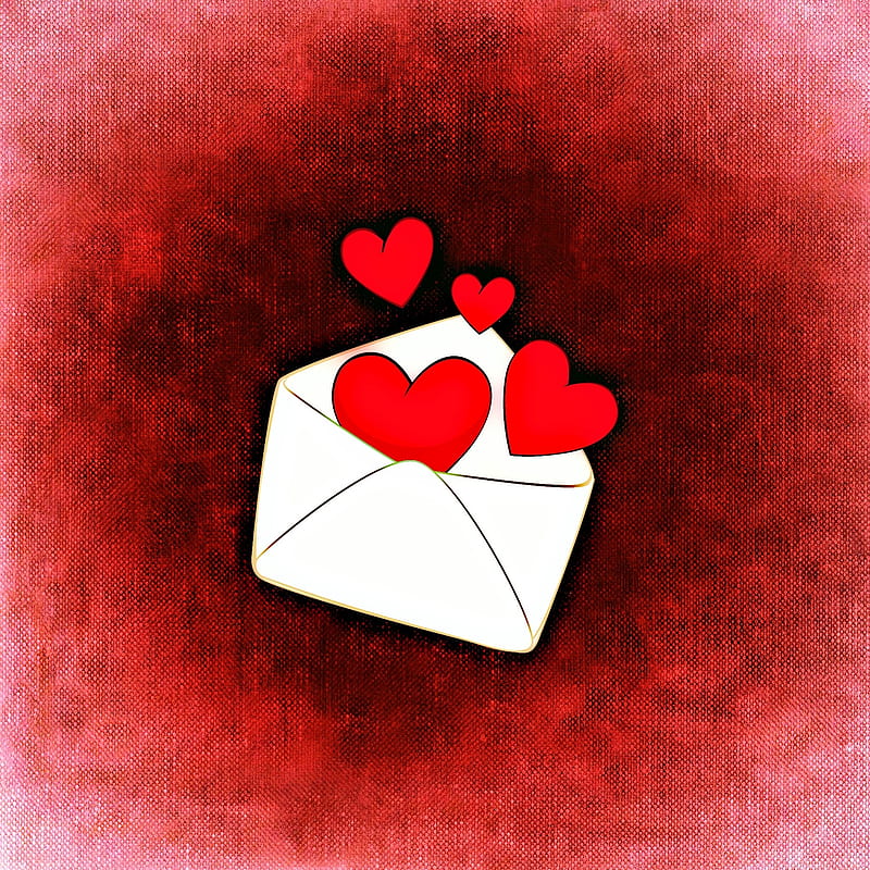 Love letter, hearts, digital art, romance, envelope, Others, HD phone ...