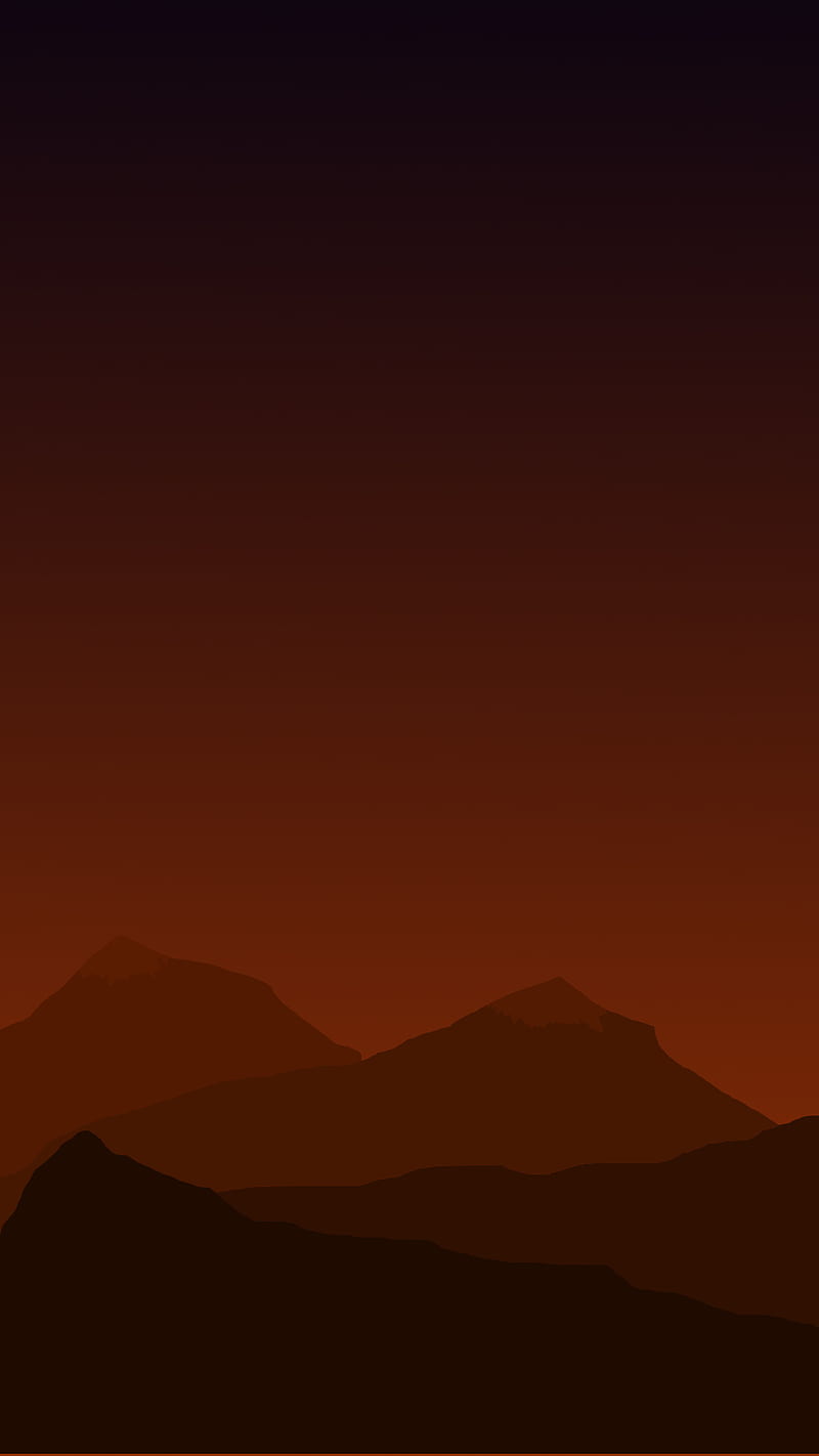 dawn, black, minimalistic, mountains, orange, HD phone wallpaper
