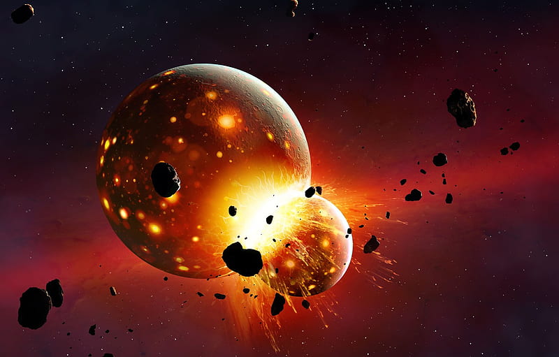 fire, planets, collision for , section космос -, Planetary Collision, HD wallpaper