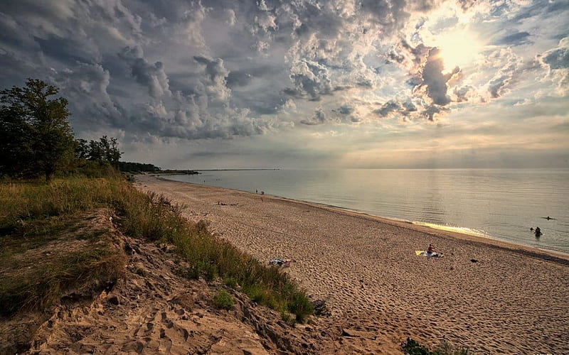 Baltic Sea, Karosta, Liepaja, Latvia, beach, Latvia, clouds, sea, HD wallpaper