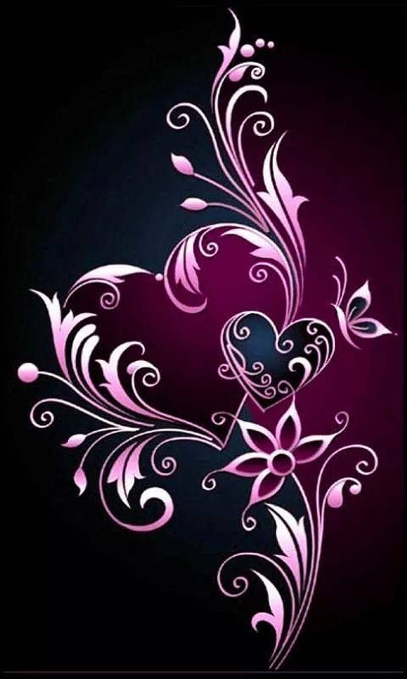 Heart, pink and black, HD phone wallpaper | Peakpx