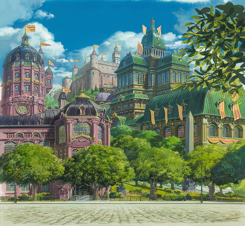Howl's Moving Castle, movie, anime, castle, scenery, miyazaki, HD wallpaper