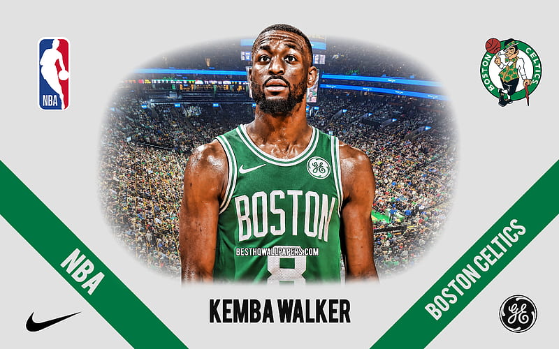 Kemba Walker, Boston Celtics, American Basketball Player, NBA, portrait, USA, basketball, TD Garden, Boston Celtics logo, HD wallpaper