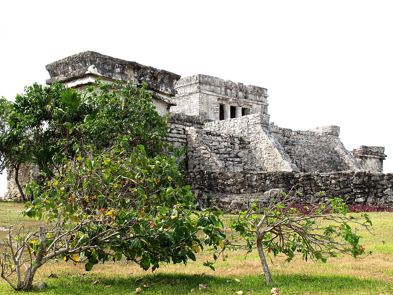 Tulum, Mexico, architecture, mexico, mayan, ancient, stone, nature, HD wallpaper