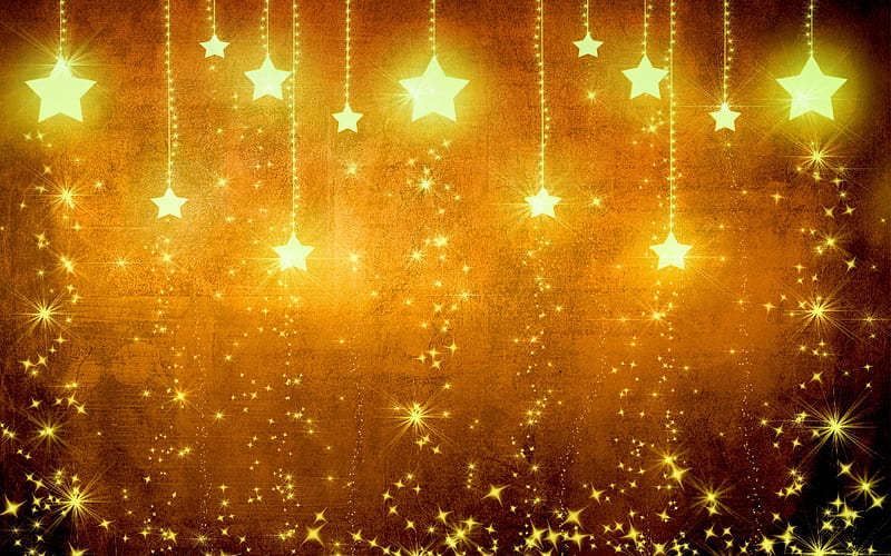 golden starfall, shiny stars, creative, starry backgrounds, abstract stars background, gold abstract stars, stars patterns, background with stars, background with starfall, HD wallpaper