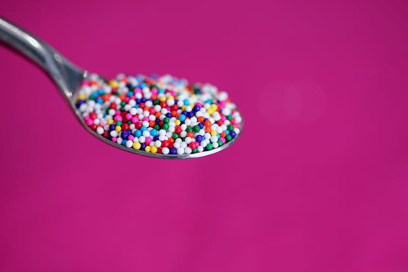 multicolored icing on stainless steel spoon, HD wallpaper