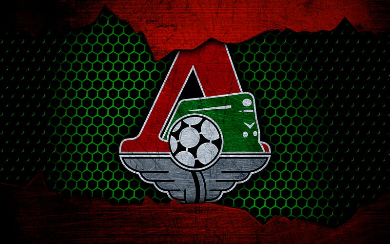 Lokomotiv Moscow logo, Russian Premier League, soccer, football club, Russia, Loko, Lokomotiv, grunge, metal texture, Lokomotiv Moscow FC, HD wallpaper