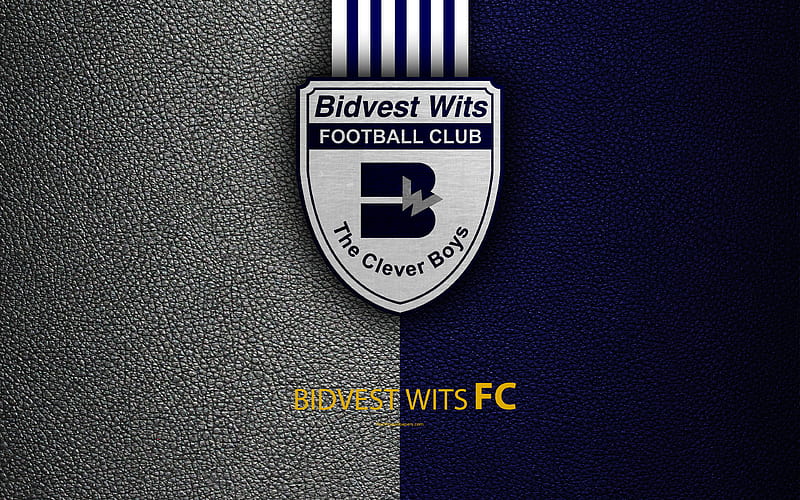 Bidvest Wits FC leather texture, logo, South African football club, blue white lines, emblem, Premier Soccer League, PSL, Johannesburg, South Africa, football, HD wallpaper