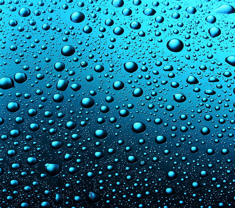 Drops, blue, water, HD wallpaper