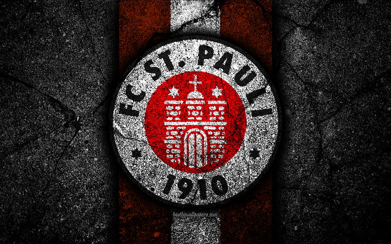 St Pauli FC grunge, logo, Bundesliga 2, creative, German football team, black stone, St Pauli, emblem, asphalt texture, Germany, FC St Pauli, HD wallpaper