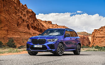 BMW X5 M Competition, 2020, front view, exterior, tuning X5, new blue X5, luxury SUV, German cars, BMW, HD wallpaper