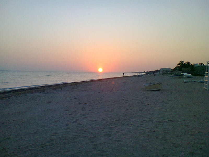 Sunrise in Progreso, Mexico, oceans, sunrise, beaches, yucatan, HD wallpaper