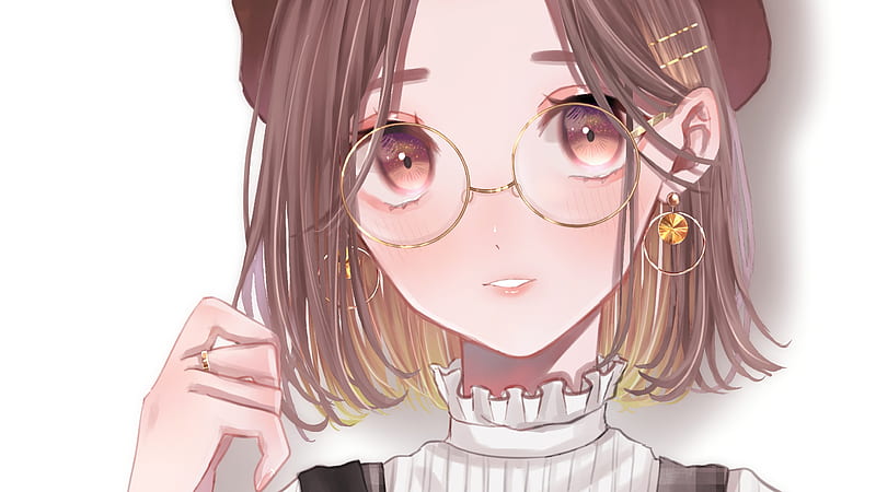 Anime, Original, Brown Hair, Girl, Glasses, HD wallpaper | Peakpx