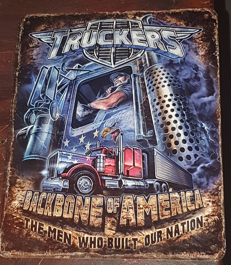 Truckers plate, blue, chauffeur, kenwhooth, logos, truck, trucker, HD phone wallpaper