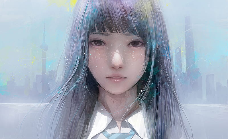 Girl, art, manga, tagme, fantasy, anime, face, white, realistic, blue, HD  wallpaper | Peakpx