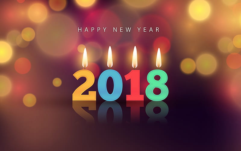 Happy New Year 2018, candles, Christmas 2018, creative, New Year 2018, xmas, Christmas, HD wallpaper