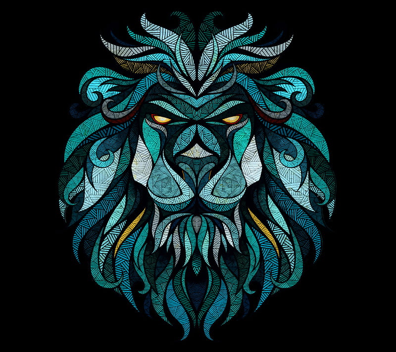 lion b, black, colour, graphic design, illustration, painting, HD wallpaper