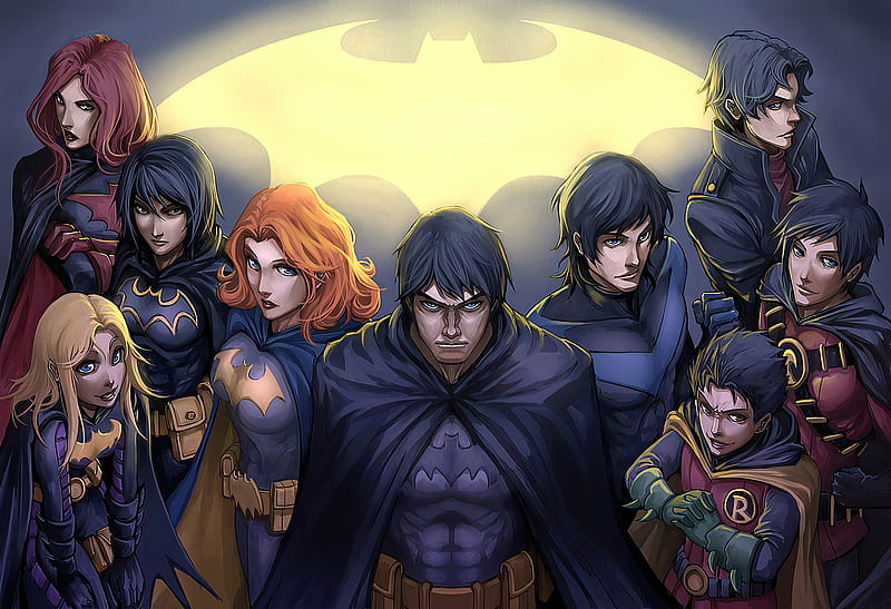 Bat Family Unmasked, batman, batgirl, robin, nightwing, superheroes, artwork, artist, HD wallpaper