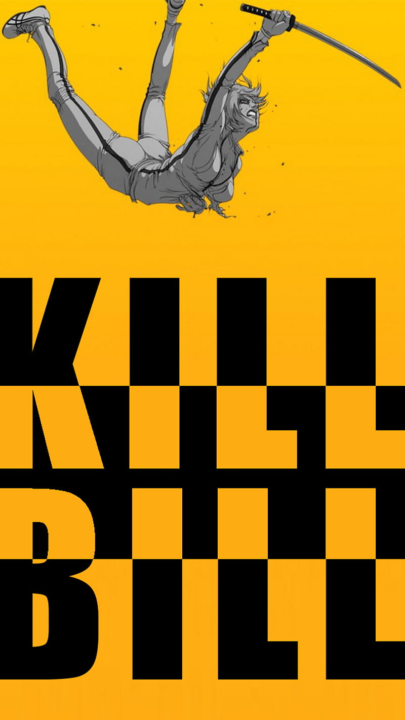 Kill Bill, acao, action, amarelo, desenho, espada, filme, girl, movie, ninja, sword, HD phone wallpaper