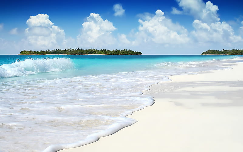Ocean breeze, beach, breeze, ocean, summer, nature, clouds, sky, wave, HD wallpaper