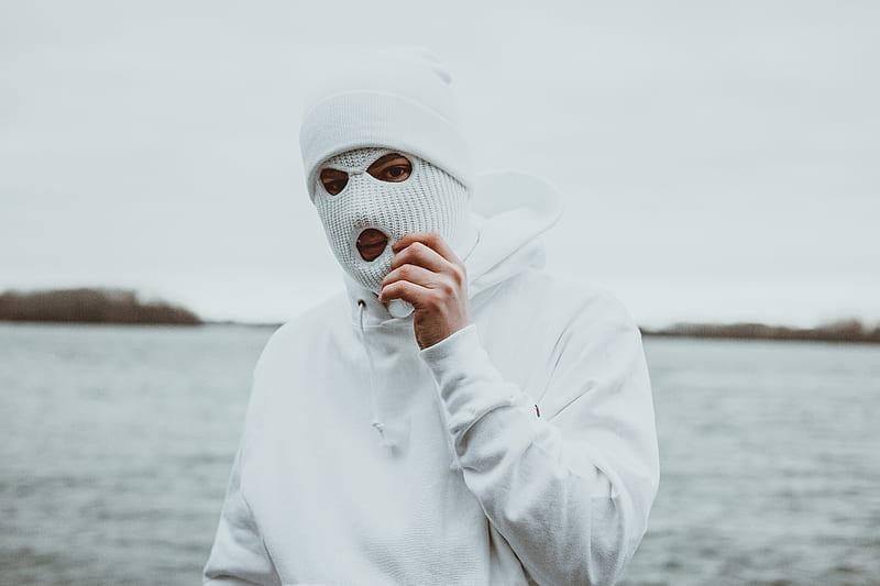 man, mask, balaclava, white, HD wallpaper