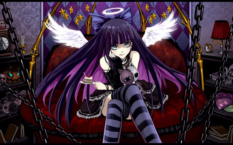 Gothic Angel, Angel, Anime, purple, dark, Gothic, HD wallpaper | Peakpx