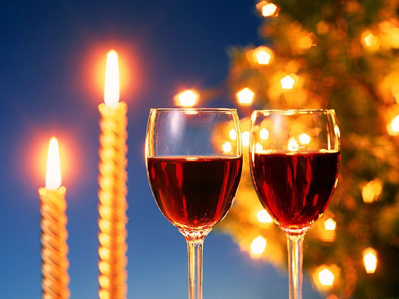 Dinner for Two, sparkle, glass, wine, candles, light, HD wallpaper