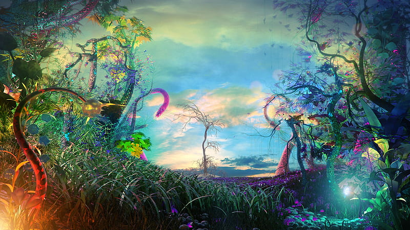 Magic Forest, forest, arts, magic, fantasy, digital, HD wallpaper