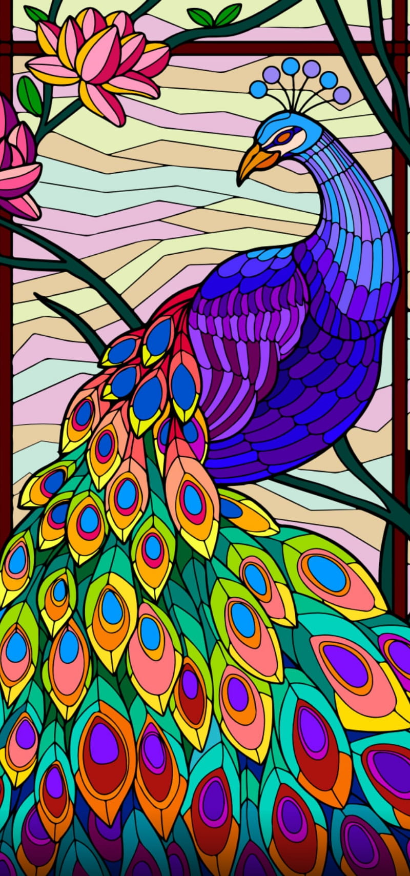 Stained Glass, peacock, HD phone wallpaper
