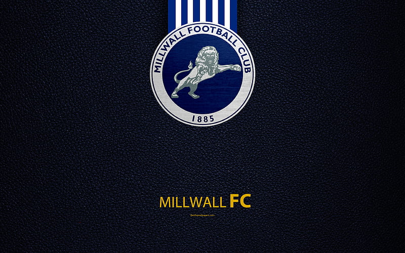 Millwall FC English Football Club, logo, Football League Championship, leather texture, Millwall, London, UK, EFL, football, Second English Division, HD wallpaper