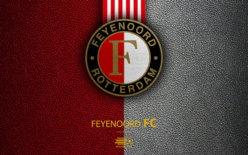 Feyenoord FC Dutch football club, leather texture, Feyenoord logo, emblem, Eredivisie, Rotterdam, Netherlands, football, supreme football league, HD wallpaper
