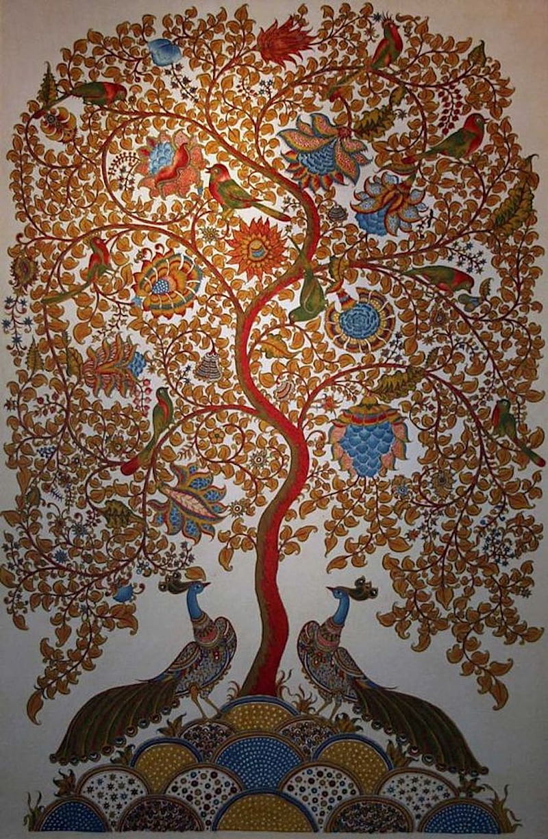 tree of life, india, folk art, HD phone wallpaper