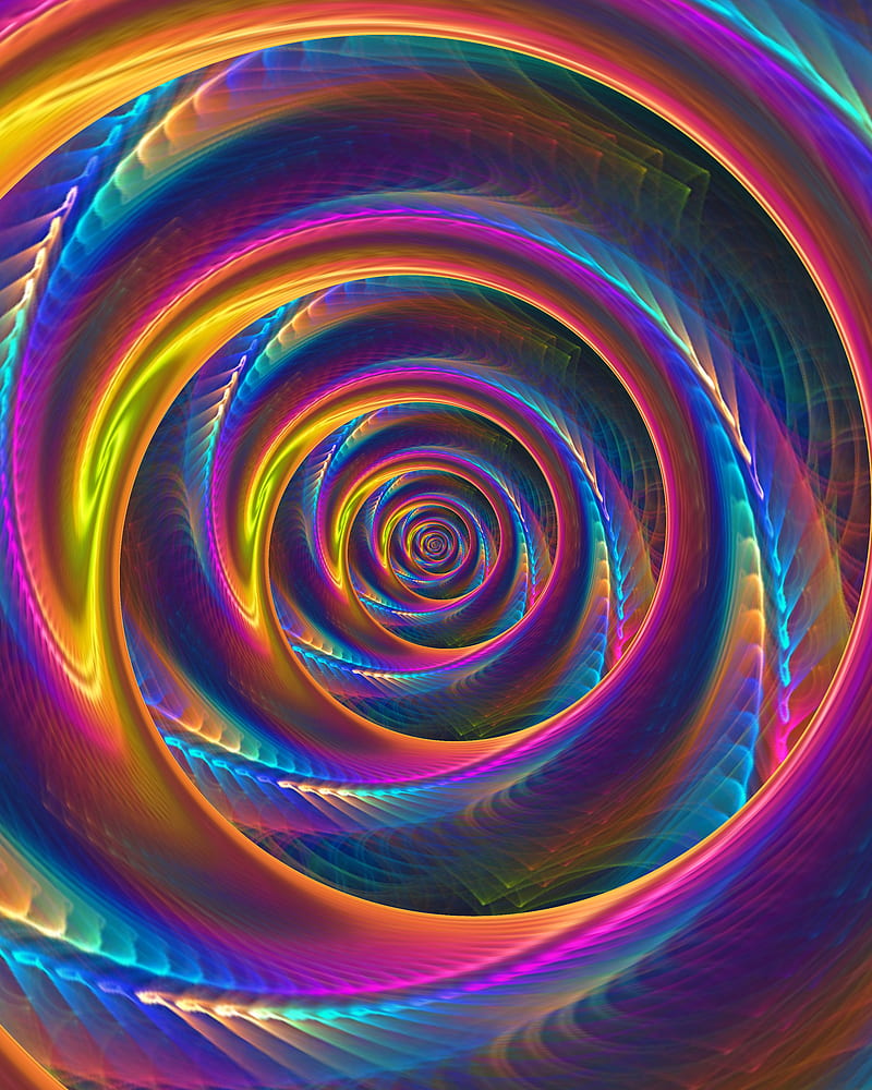 Neon goodness, circles, colorful, swirl, purple, turquoise, fractal, digital, abstract, HD phone wallpaper