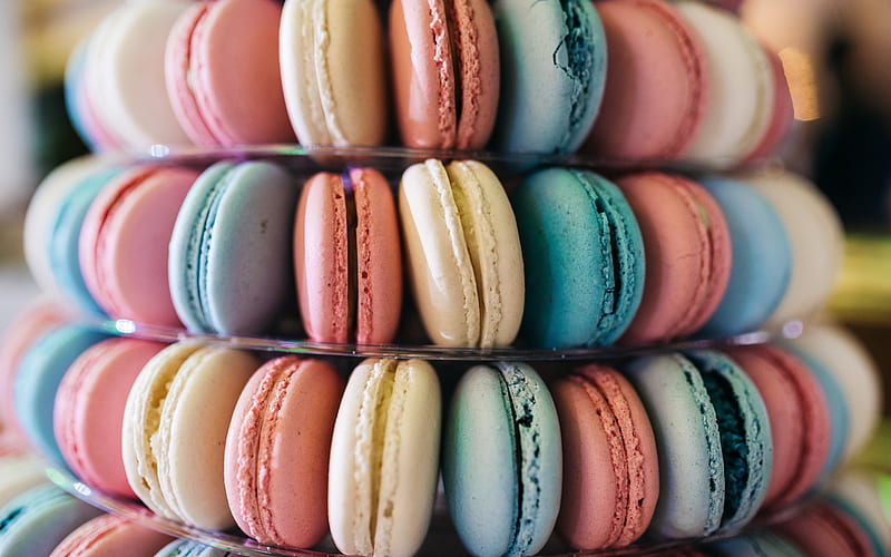 macaroons, sweets, pastries, biscuits, colorful biscuits, HD wallpaper