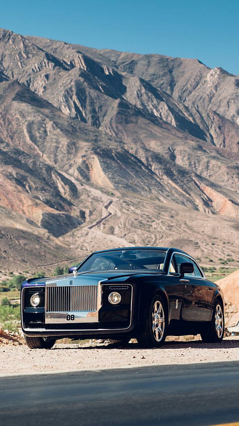 Royalty, rolls, royce, black, car, supercar sports, america, desert, canyon, HD phone wallpaper