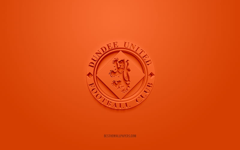 Dundee United FC, creative 3D logo, orange background, 3d emblem, Scottish football club, Scottish Premiership, Dundee, Scotland, 3d art, football, Dundee United FC 3d logo, HD wallpaper