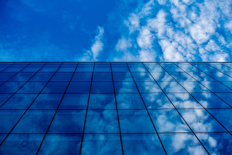 Building, glass, clouds, reflection, HD wallpaper | Peakpx