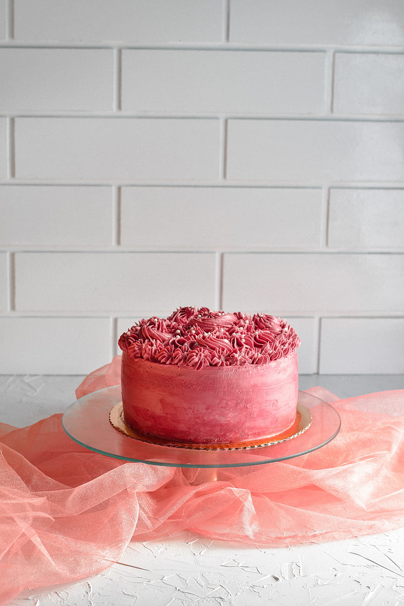 cake, cream, dessert, pink, HD phone wallpaper