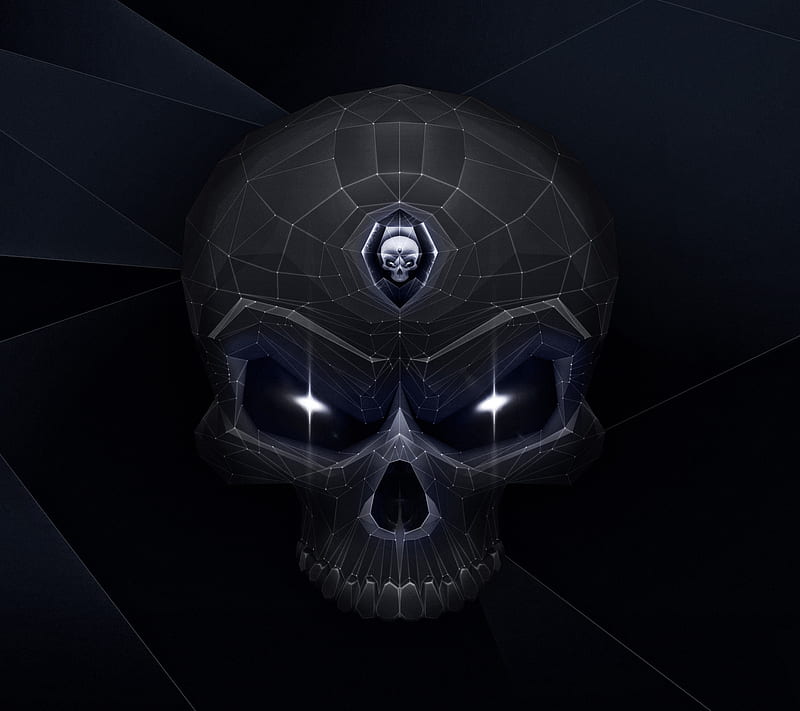 Black Skull, dark, darkness, death, evil, eyes, gris, look, HD wallpaper