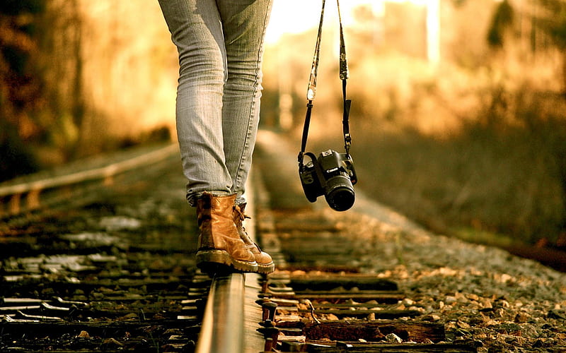 WALKING on TRACK, Girl, track, walking, CAMERA, HD wallpaper