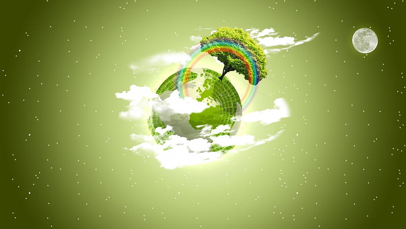 Green Earth, solid, 3d, green, simple, earth, plain, vector, HD wallpaper