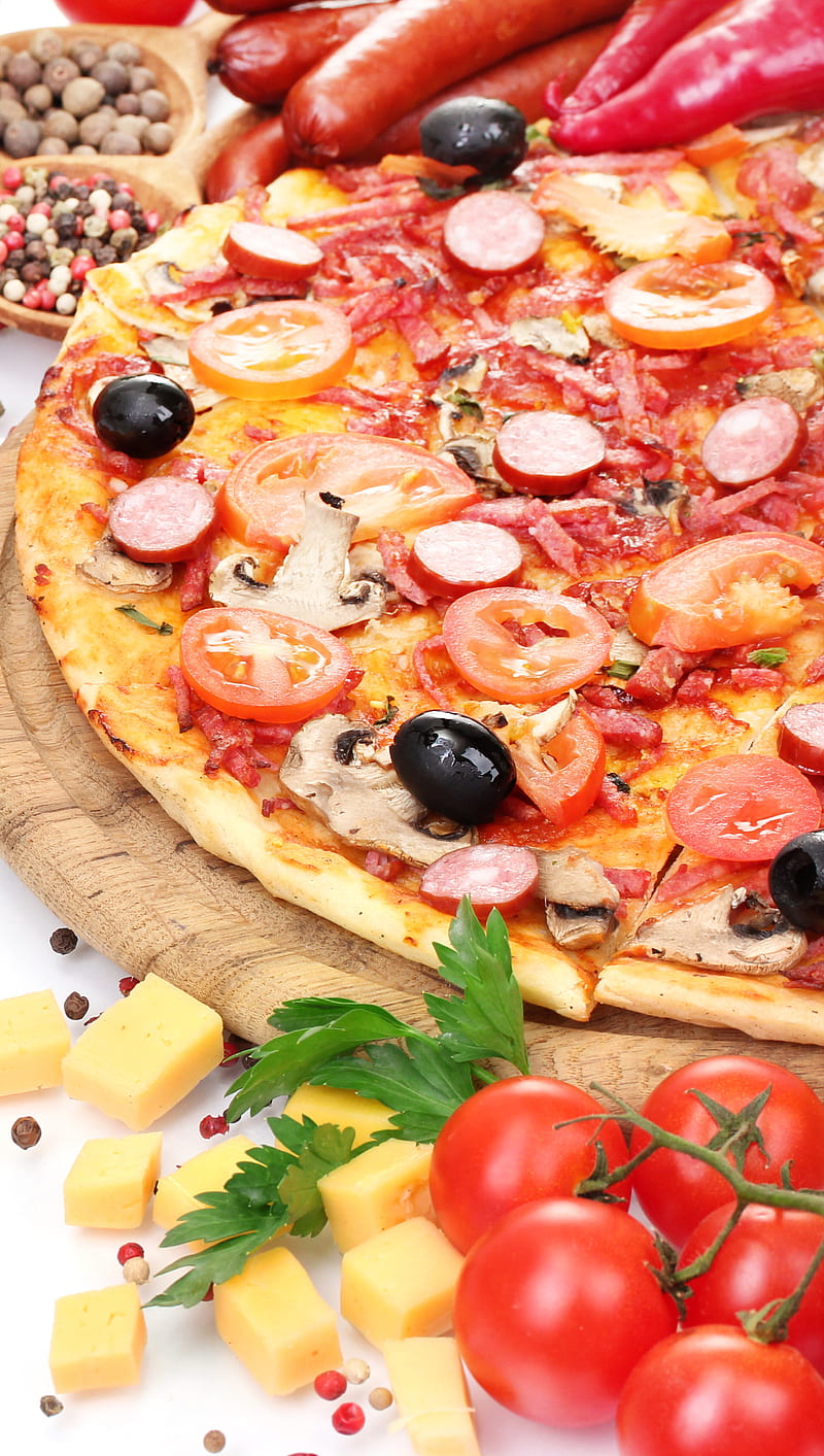 Food, delicious, pizza, HD phone wallpaper